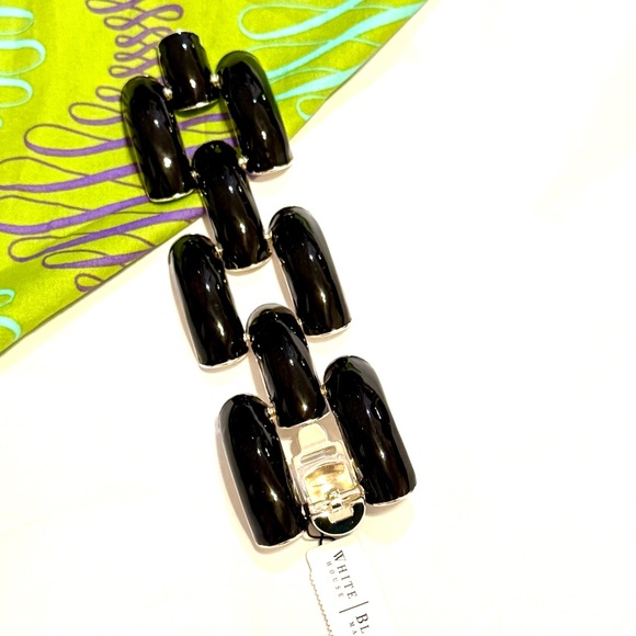 WHBM | Silver & Black Enamel Oversized Link Statement Bracelet | NWT - Picture 9 of 11